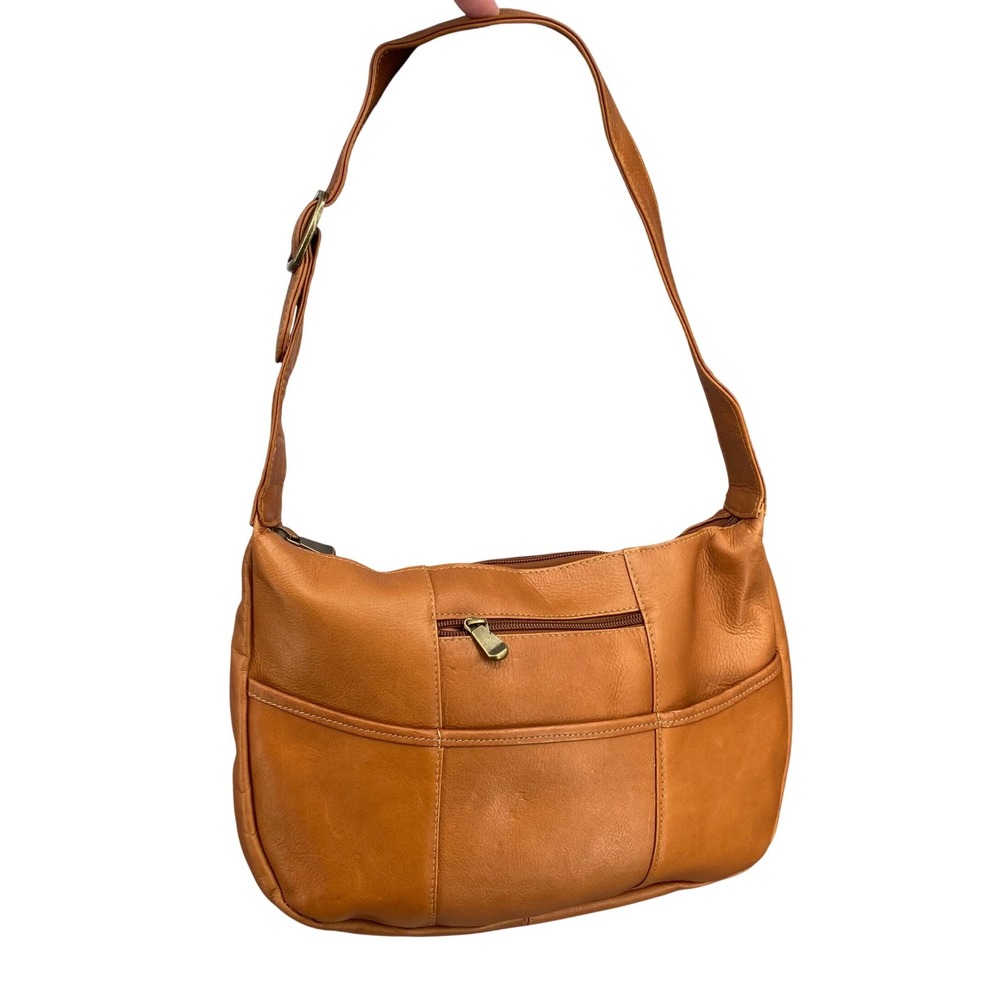 Vintage‎ Le Donne Leather Collection Shoulder Bag Cognac Brown Zipper 
Western